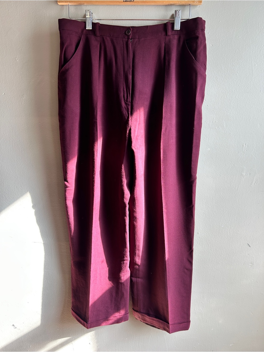 Jones New York 100% Wool Pleated Dress Pants Sz 14 Burgundy - Picture 2 of 11